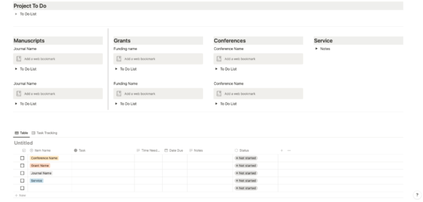 Study Planning Template without Toggle